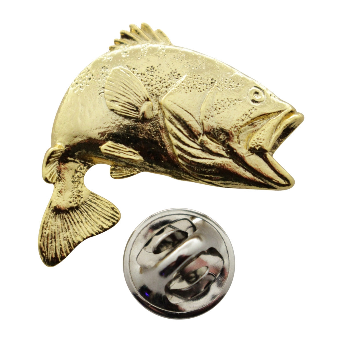 Jumping Largemouth Bass Pin ~ 24K Gold ~ Lapel Pin ~ 24K Gold Lapel Pin ~ Sarah's Treats & Treasures